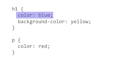 A declaration highlighted in the CSS