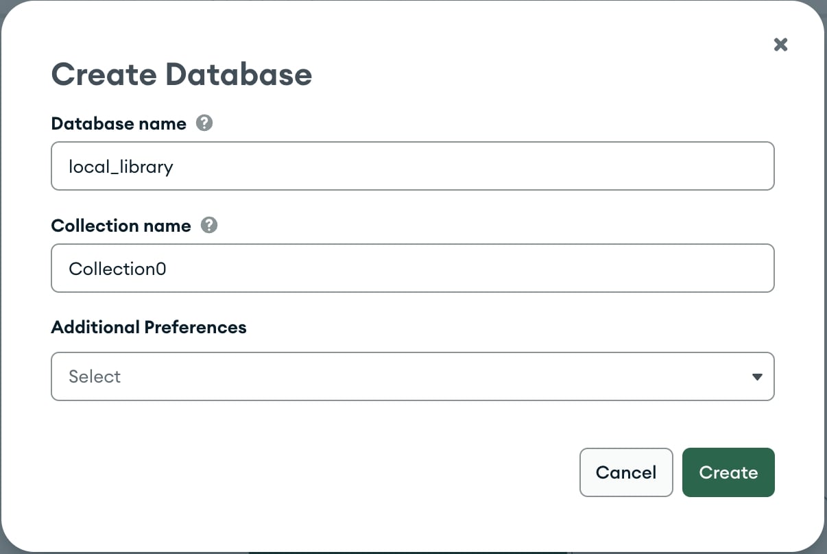 在 MongoDB Atlas 上创建数据库期间的详细信息。