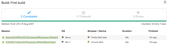 BrowserStack 自动化结果