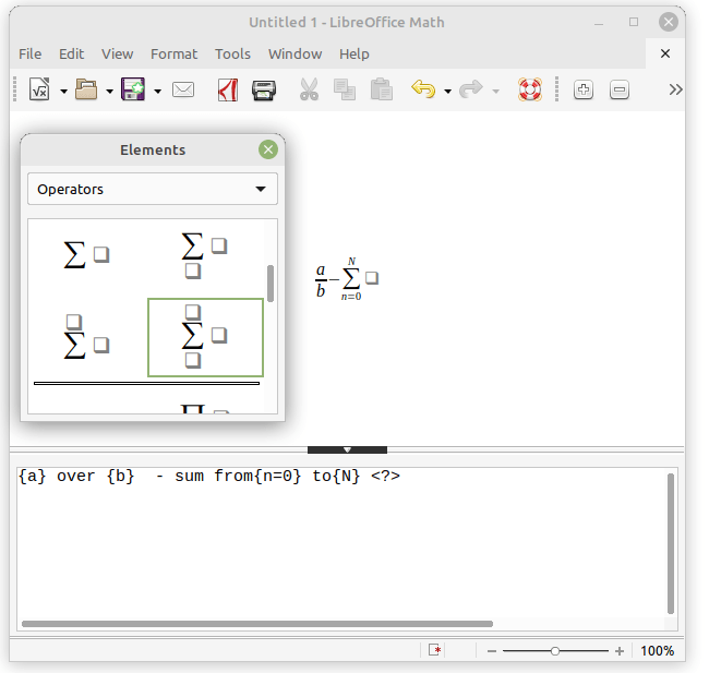 StarMath input box in Libre Office